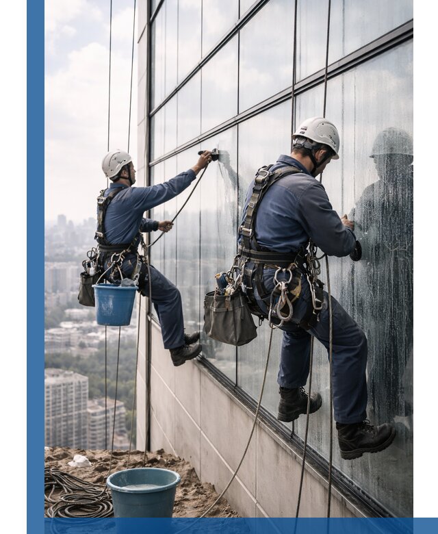 Профессиональная мойка фасадных окон альпинистами в Салехарде