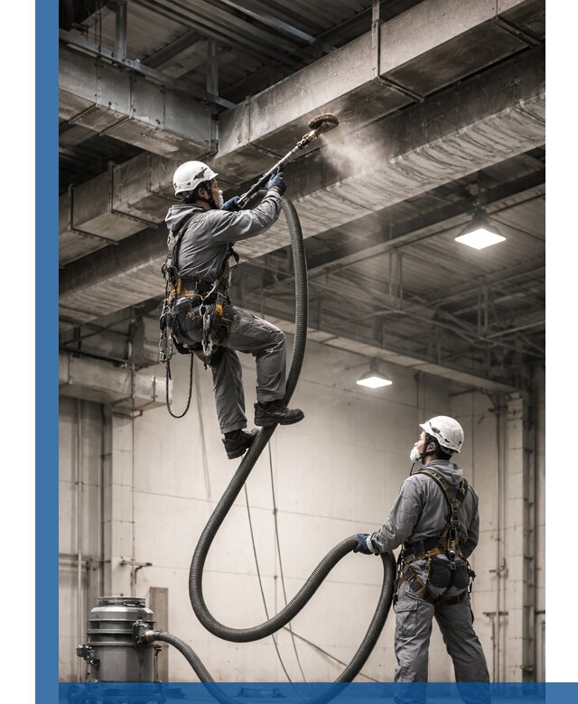 Обеспыливание потолочных конструкций в Салехарде промышленным альпинизмом