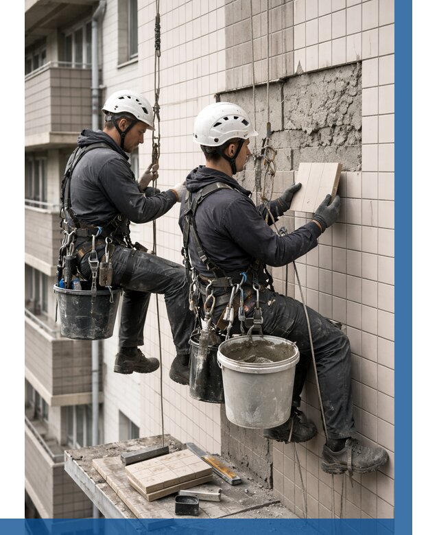 Ремонт облицовки фасада плиткой в Салехарде от 1927 р. | ВЫСОТНИК-Слх