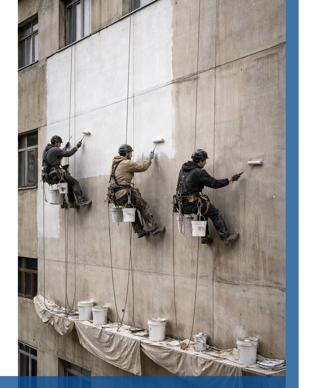 Покраска бетонного фасада в Салехарде от 375 р за м2 | ВЫСОТНИК-Слх