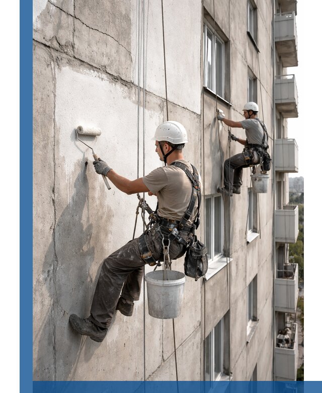 Покраска бетонного фасада в Салехарде для жилых и промышленных объектов