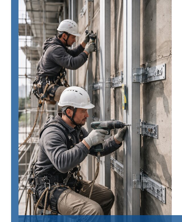 Монтаж и крепление подсистемы вентфасада в Салехарде