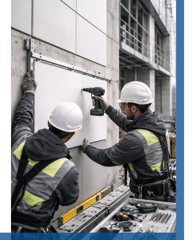 Монтаж композитных панелей фасада в Салехарде от 2676 р. | ВЫСОТНИК-Слх