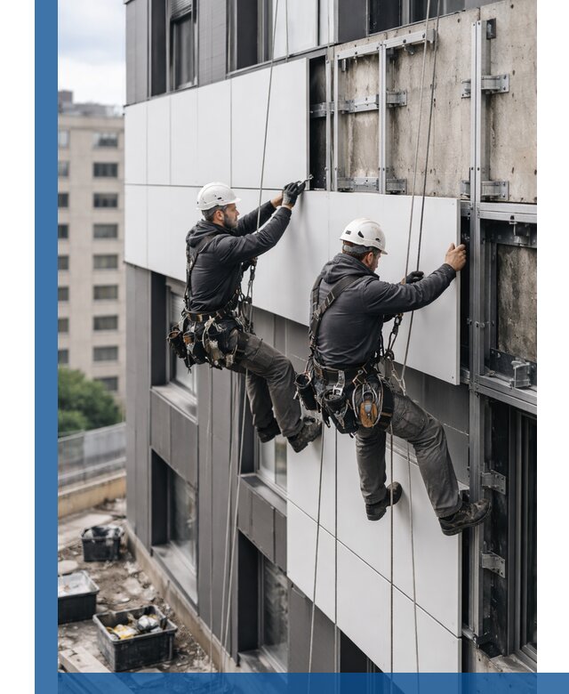 Монтаж композитных панелей фасада в Салехарде под ключ