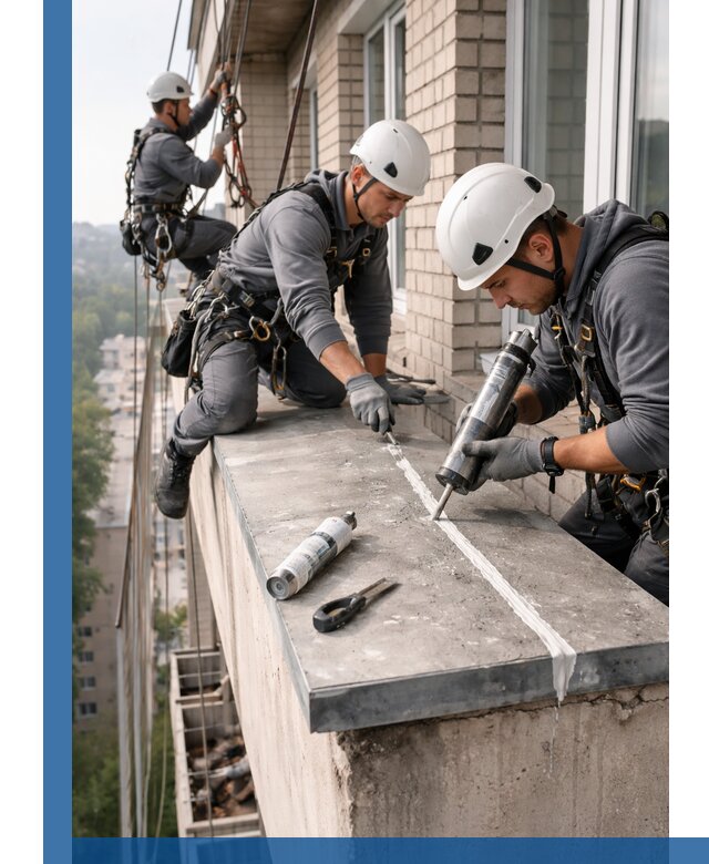 Герметизация балконного козырька в Салехарде профессионально