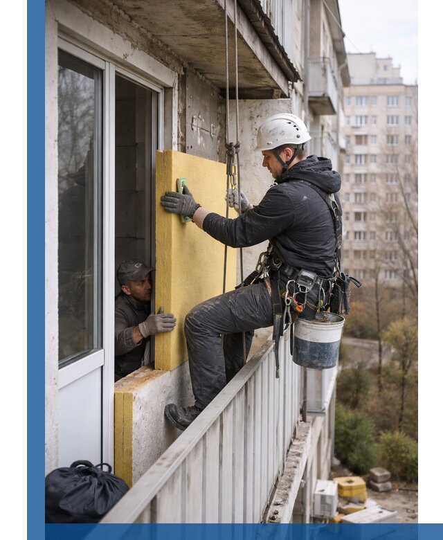 Профессиональное утепление балкона снаружи в Салехарде под ключ