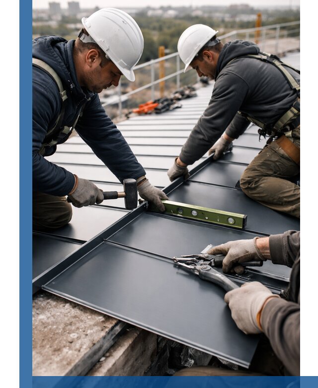 Монтаж фальцевой кровли в Салехарде для промышленных зданий