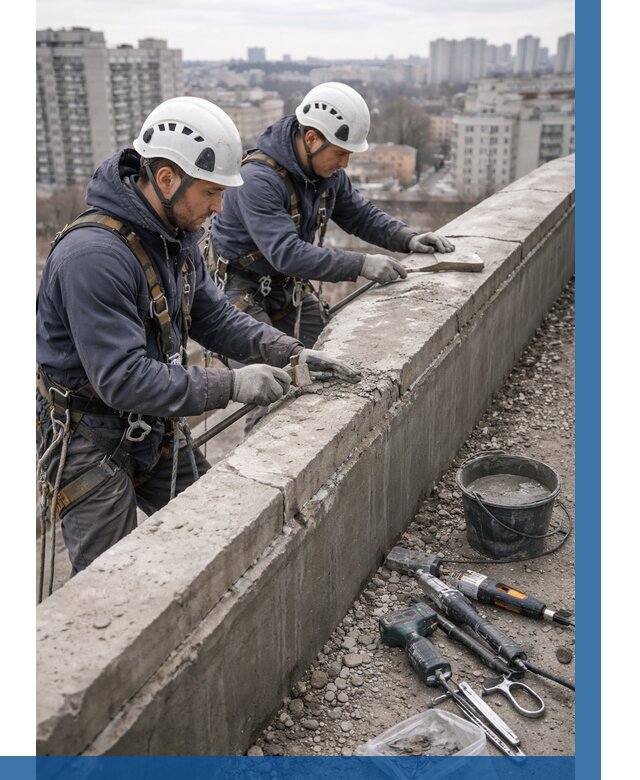 Ремонт парапета на кровле в Салехарде от 1606 р. | ВЫСОТНИК-Слх