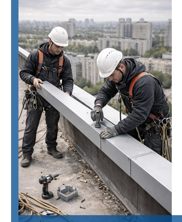 Монтаж парапетных крышек и ограждений кровли в Салехарде