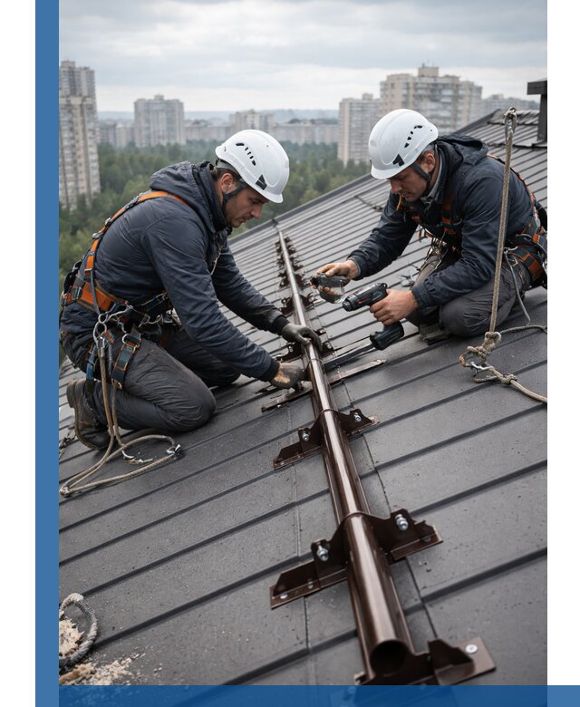 Монтаж снегозадержателей на кровле зданий в Салехарде под ключ