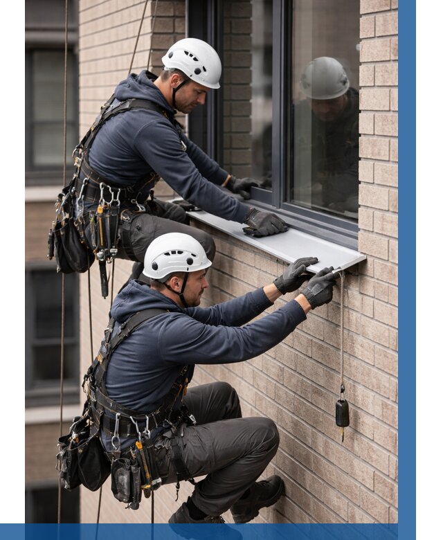 Монтаж оконных отливов под ключ в Салехарде от 3746 р. | ВЫСОТНИК-Слх