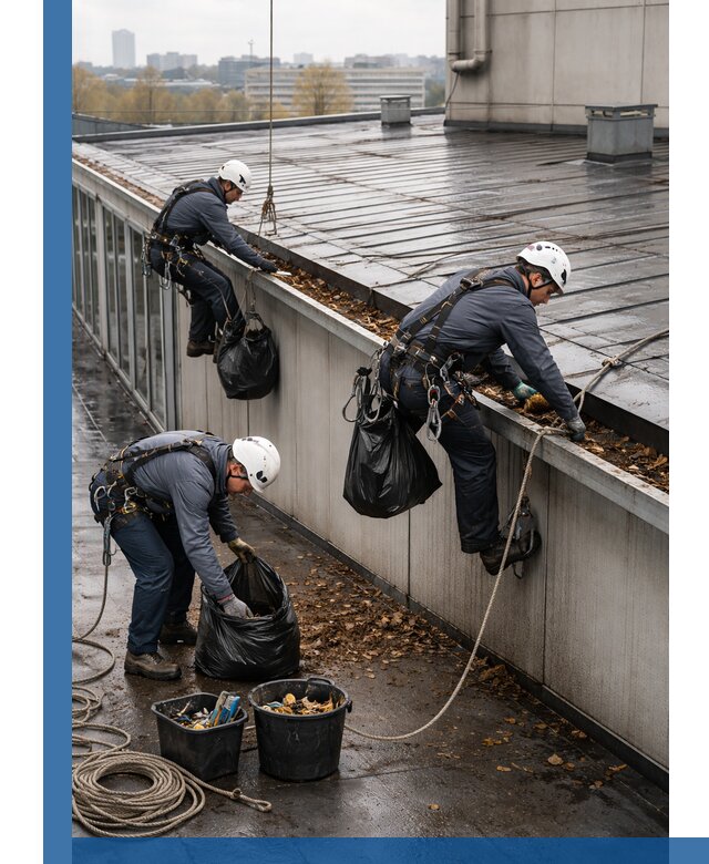 Очистка кровли по периметру в Салехарде силами промышленных альпинистов