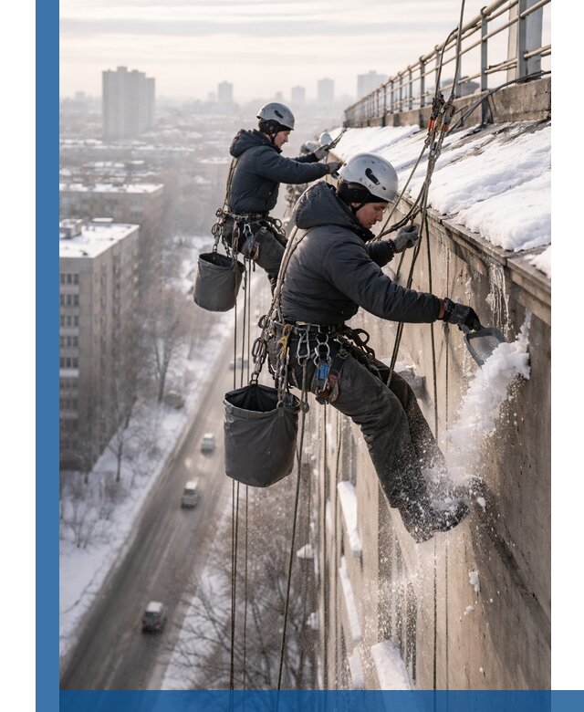 Очистка карнизов от снега в Салехарде профессионально и безопасно
