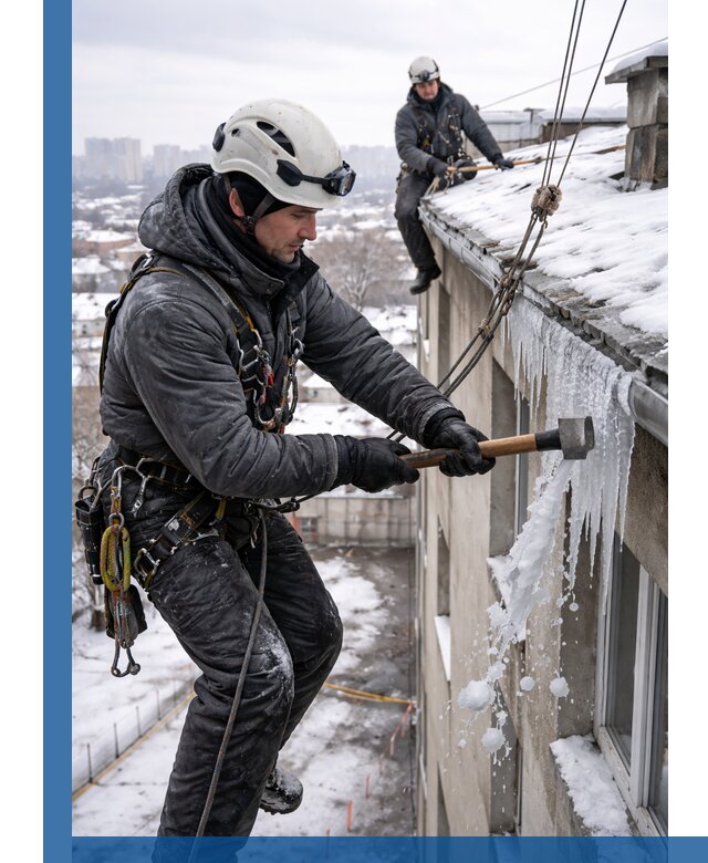 Сбивание и удаление сосулек с крыши в Салехарде безопасно
