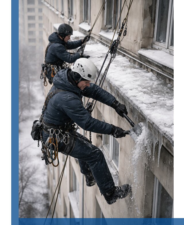 Удаление наледи и сосулек с карнизов в Салехарде профессионально