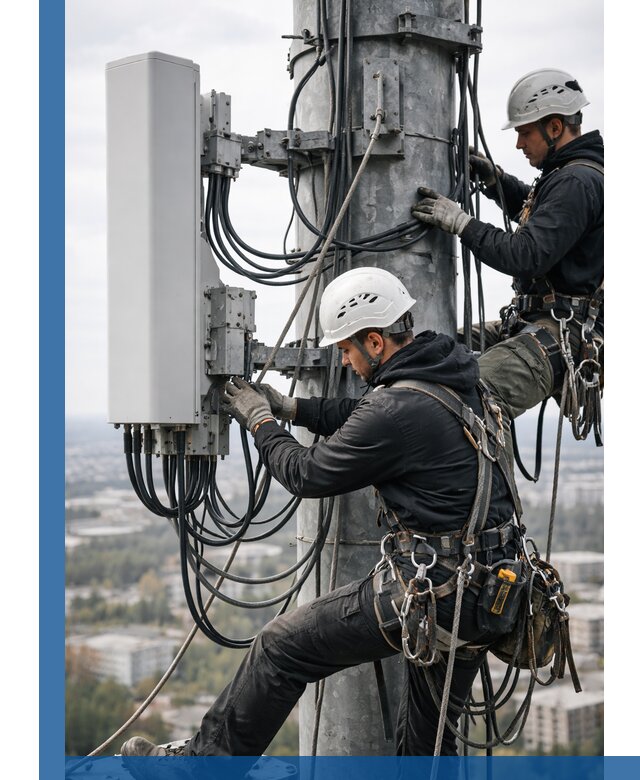 Монтаж оборудования связи на мачте в Салехарде с пусконаладкой