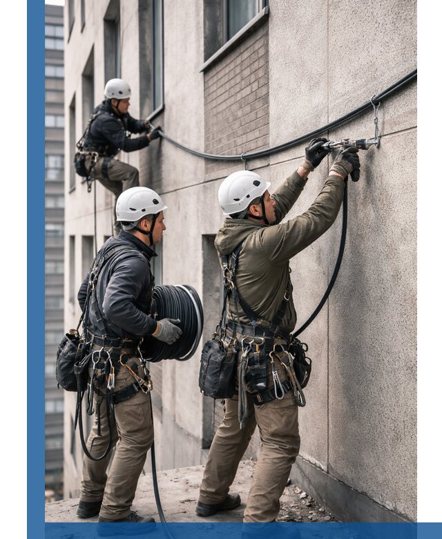 Прокладка кабеля по фасаду в Салехарде, профессиональный монтаж