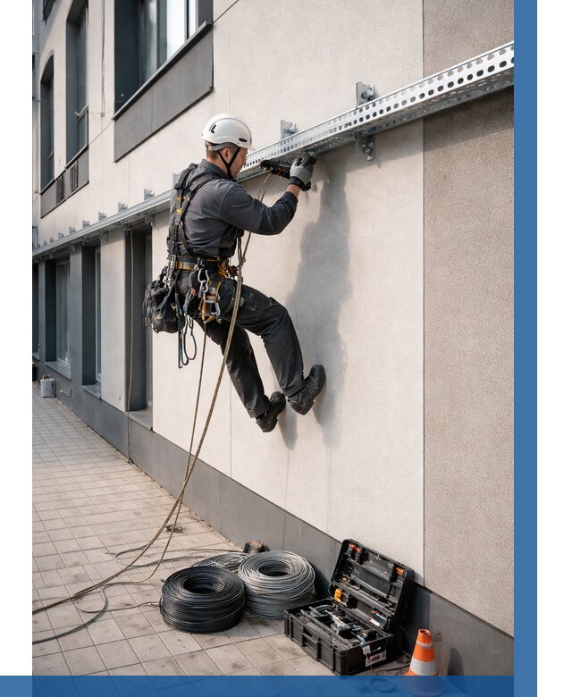 Монтаж кабельных лотков на фасаде в Салехарде от 1284 р. | ВЫСОТНИК-Слх