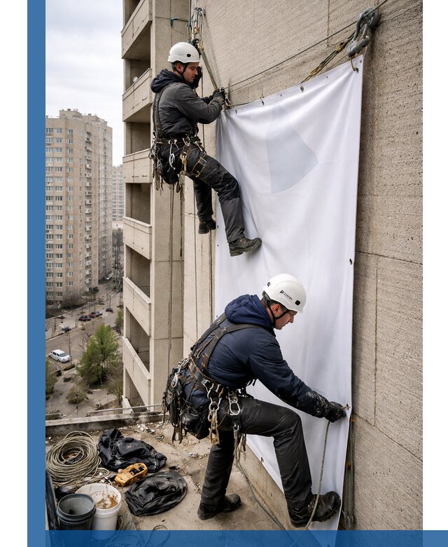 Профессиональный монтаж баннеров на фасаде в Салехарде