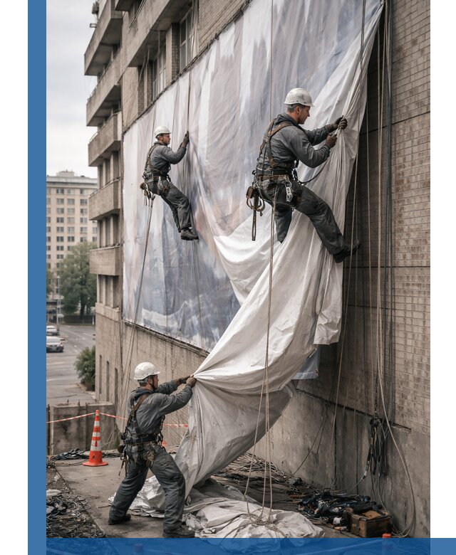 Демонтаж баннеров с фасада в Салехарде оперативно и безопасно