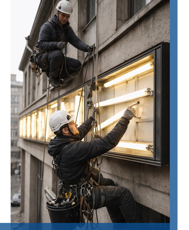 Замена ламп в вывеске в Салехарде под ключ от 3746 р. | ВЫСОТНИК-Слх
