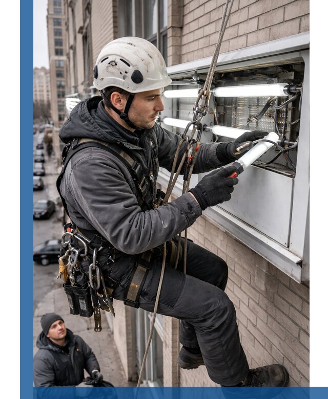 Профессиональная замена ламп в наружной вывеске в Салехарде
