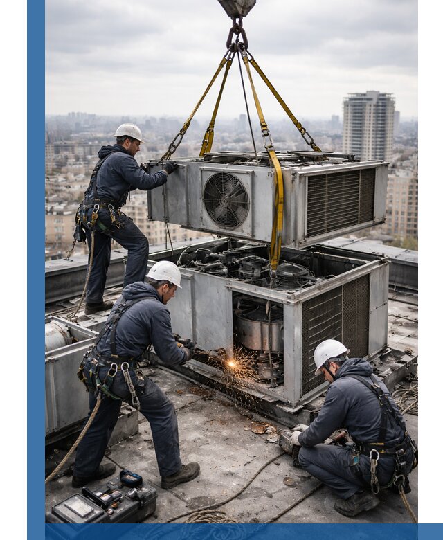 Демонтаж крышной установки в Салехарде любой сложности