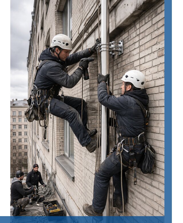 Монтаж флагштока на здании в Салехарде от 6958 р. | ВЫСОТНИК-Слх