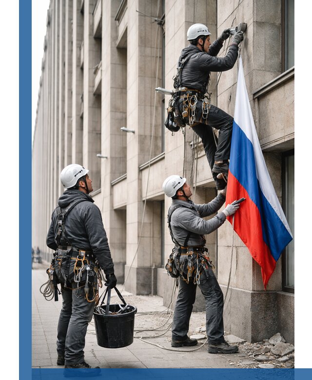 Профессиональная установка флагов на фасаде в Салехарде