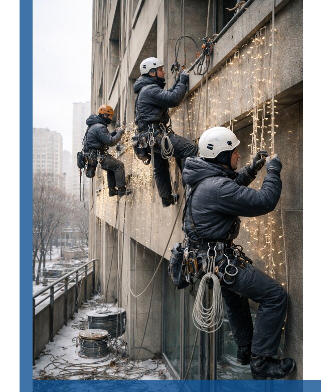 Монтаж новогодней иллюминации и украшение фасадов в Салехарде