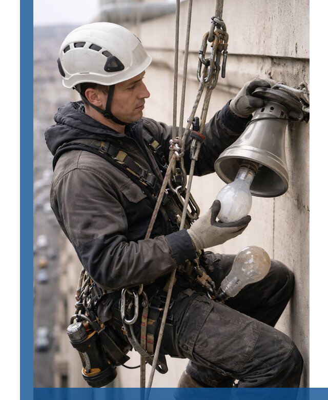 Замена ламп на высоте в Салехарде профессионально и быстро