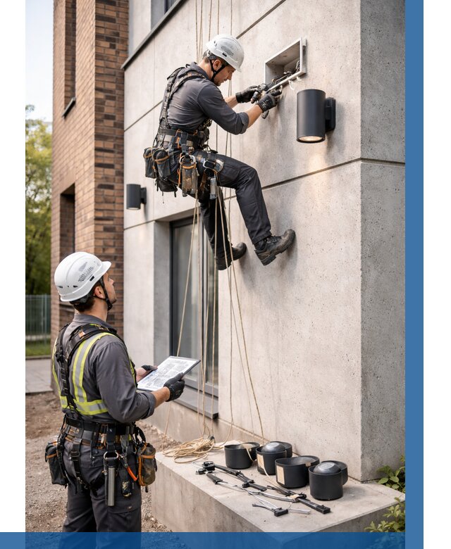 Монтаж фасадного освещения в Салехарде от 2676 р. | ВЫСОТНИК-Слх