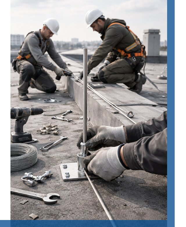 Монтаж молниезащиты на кровле в Салехарде цена от 26760 р. | ВЫСОТНИК-Слх