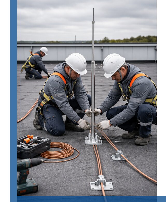 Монтаж молниезащиты на кровле в Салехарде под ключ с гарантией