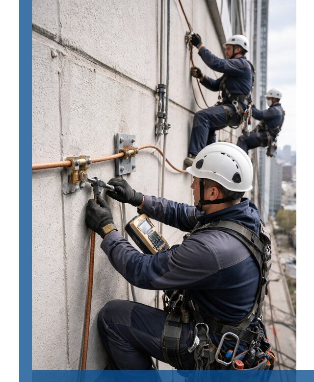 Монтаж системы заземления здания и молниезащиты в Салехарде