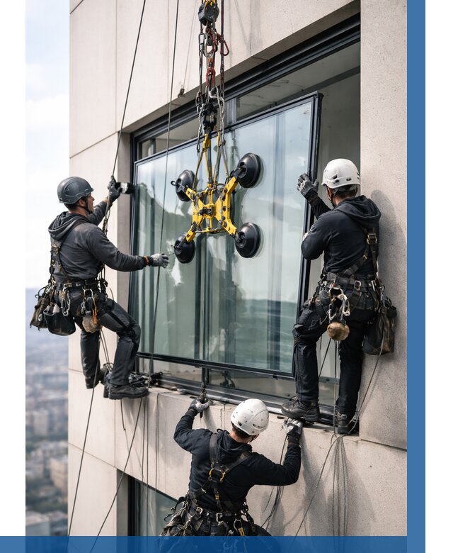 Монтаж стеклопакетов на высоте в Салехарде от 3425 р. | ВЫСОТНИК-Слх