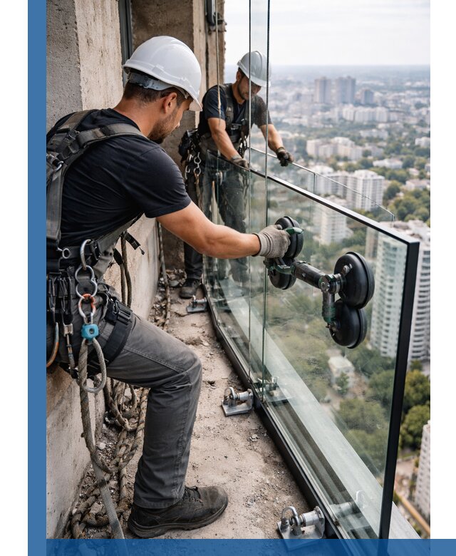 Монтаж стеклянных ограждений под ключ с гарантией в Салехарде