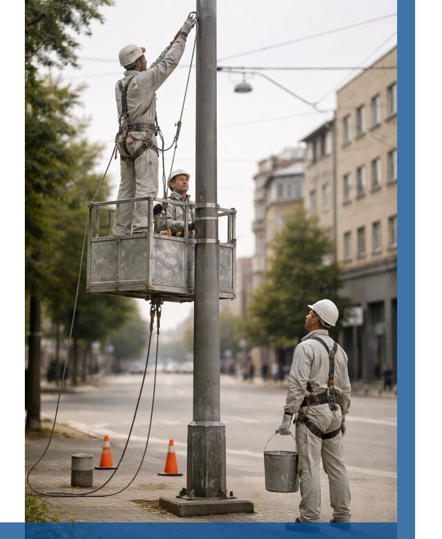 Покраска опор освещения в Салехарде от 5352 р. | ВЫСОТНИК-Слх