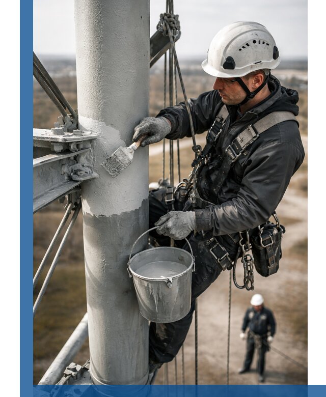 Покраска мачт связи в Салехарде промышленными альпинистами