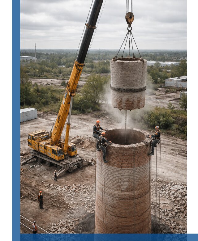 Демонтаж дымовой трубы в Салехарде с гарантиями безопасности