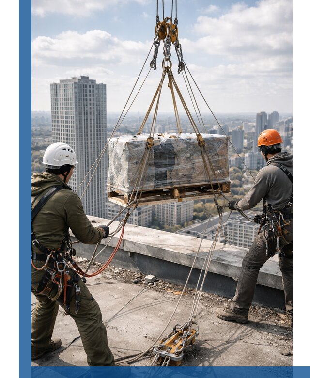 Подъем и монтаж крупногабаритных грузов на крышу в Салехарде