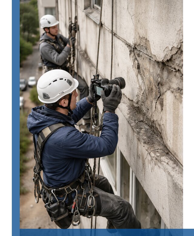 Фотофиксация дефектов фасада с высотной съемкой в Салехарде