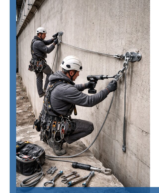 Монтаж анкерных линий высотной безопасности в Салехарде